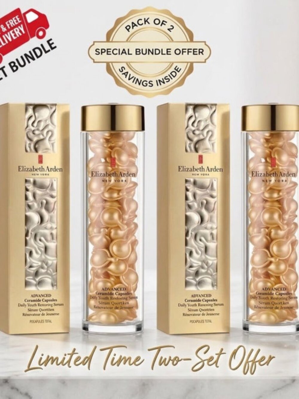 Elizabeth Arden Advanced Ceramide Daily Youth Restoring Serum 90 Capsules  2X